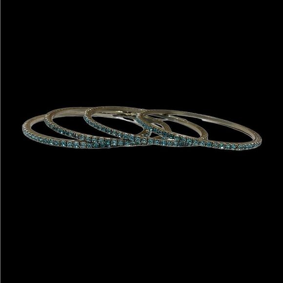 Set Of Five Gold Turquoise Bangles - Picture 8 of 12